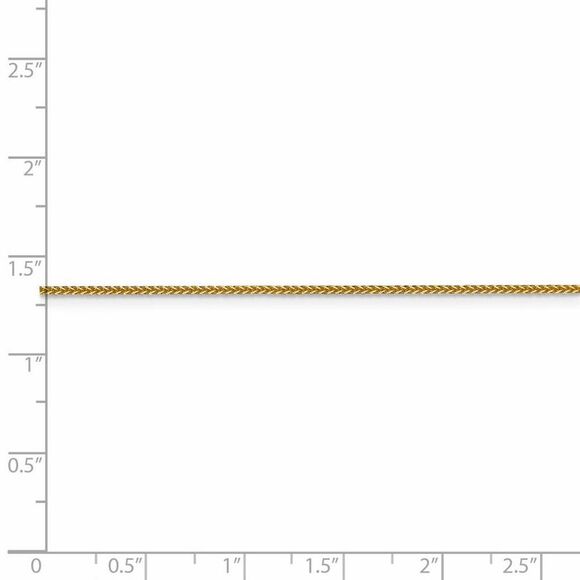 1mm 14k Yellow Gold Solid Square Wheat Chain Necklace, 24 Inch